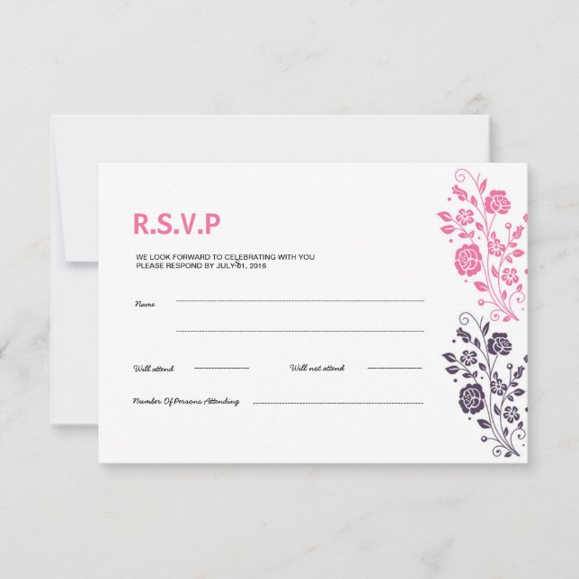 Convite Placa RSVP de Casamento Floral (Frente)