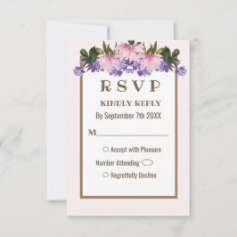Convite Placa RSVP de Casamento Floral da Lavanda Magnolia