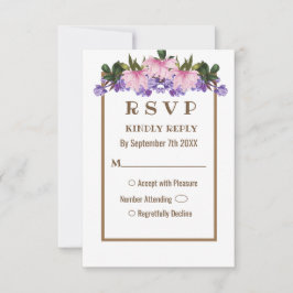 Convite Placa RSVP de Casamento Floral da Lavanda Magnolia