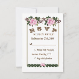 Convite Placa RSVP de Casamento Floral de Magnolia Greener