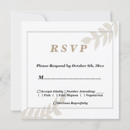 Convite Placa RSVP de Casamento Floral de ouro