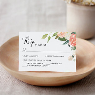 Convite Placa RSVP de Casamento Floral de Pessegueira de A