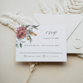 Convite Placa RSVP de Casamento Floral de Rosa Blush MARGO