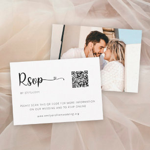 Convite Placa RSVP de Casamento Mínimo Simples com Foto