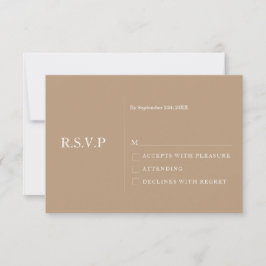 Convite Placa RSVP de Casamento Moderno de Taupe Pale