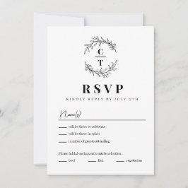 Convite Placa RSVP de Casamento Monograma Simples