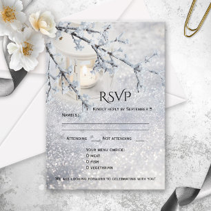 Convite Placa RSVP de Casamento no inverno de Neve Esponte