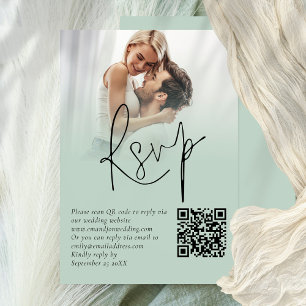 Convite Placa RSVP de Casamento QR Sage de Sobreposição de