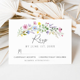 Convite Placa RSVP de Casamento Romântica Boho Garden Wild