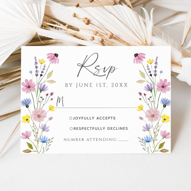 Convite Placa RSVP de Casamento Romântica Boho Garden Wild (Criador carregado)