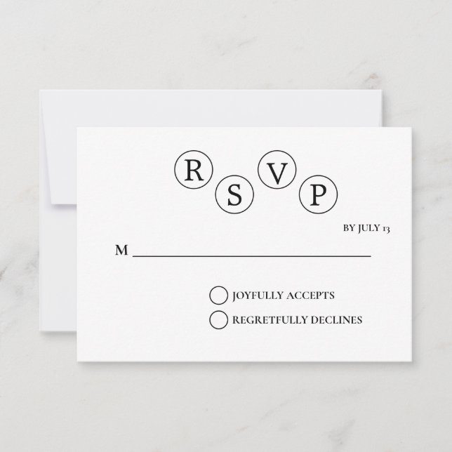 Convite Placa RSVP de Casamento Simples Minimalista (Frente)