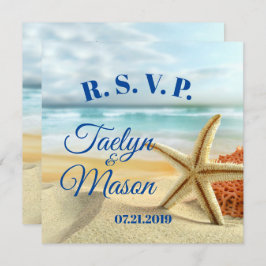 Convite Placa RSVP de Cena de Praia de Casamento Tropical