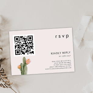 Convite Placa RSVP de CÓDIGO QR de Casamento Floral Modern