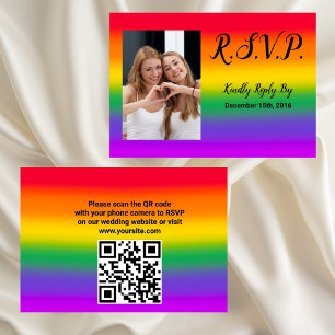 Convite Placa RSVP de Código QR Orgulho gay do Rainbow