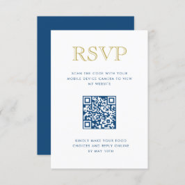 Convite Placa RSVP de Código QR Vertical Vertical Dourado 