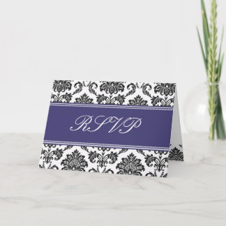 Convite Placa RSVP de Damasco Azul