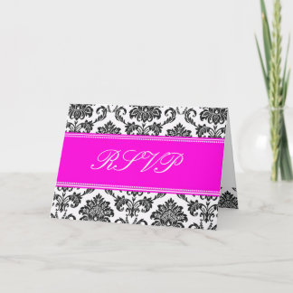 Convite Placa RSVP de Damasco Rosa