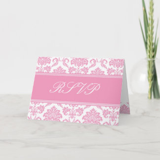 Convite Placa RSVP de Damasco Rosa