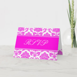Convite Placa RSVP de Damasco Rosa