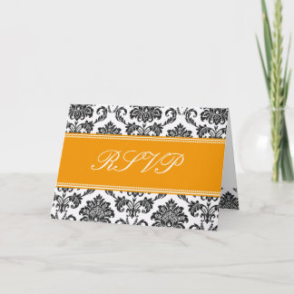 Convite Placa RSVP de Damask Laranja