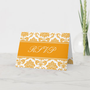 Convite Placa RSVP de Damask Laranja