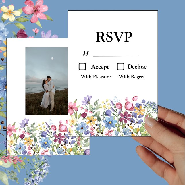 Convite Placa RSVP de Fotografia das Flores do Jardim das  (Criador carregado)