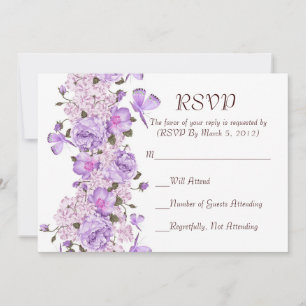 Convite Placa RSVP de Jardim Floral de Lavanda de Borbolet
