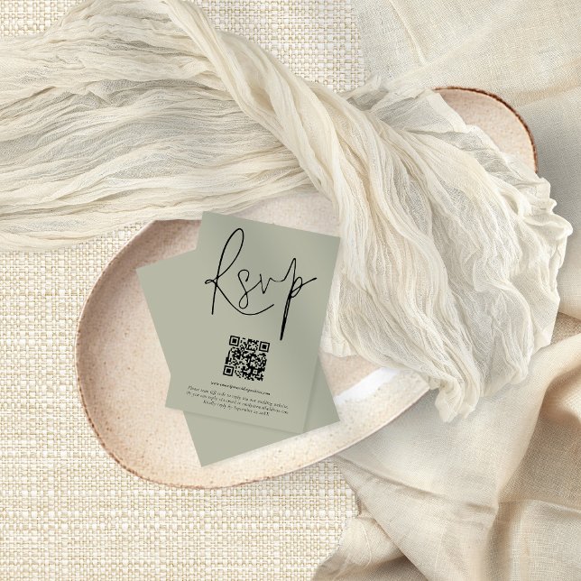 Convite Placa RSVP de Sage Soft Sage com Script de Código  (Criador carregado)