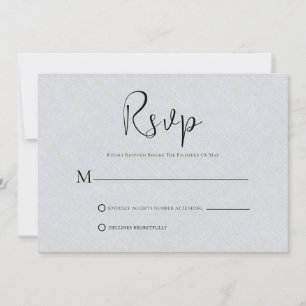 Convite Placa RSVP de Script Preto Simples de Linhagem de