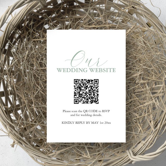 Convite Placa RSVP de Site de Casamento Simples com Código (Wedding rsvp card with QR code)