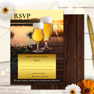 Convite Placa RSVP de Verão de Cerveja Sunset
