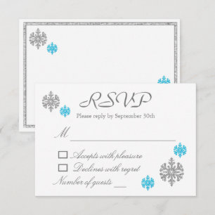 Convite Placa RSVP do Casamento no inverno Silver Blue Sno