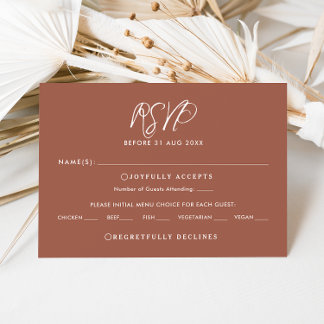 Convite Placa RSVP do Casamento outono de Script Terracott