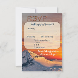 Convite Placa RSVP do Menu do Casamento no inverno Sunset