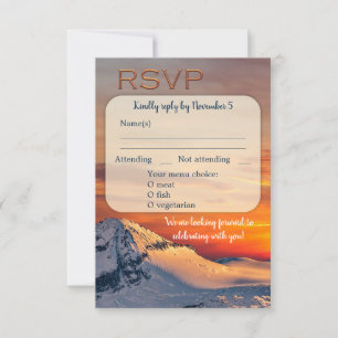 Convite Placa RSVP do Menu do Casamento no inverno Sunset 