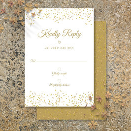 Convite Placa RSVP Elegante de Confetti de Poeira Dourada