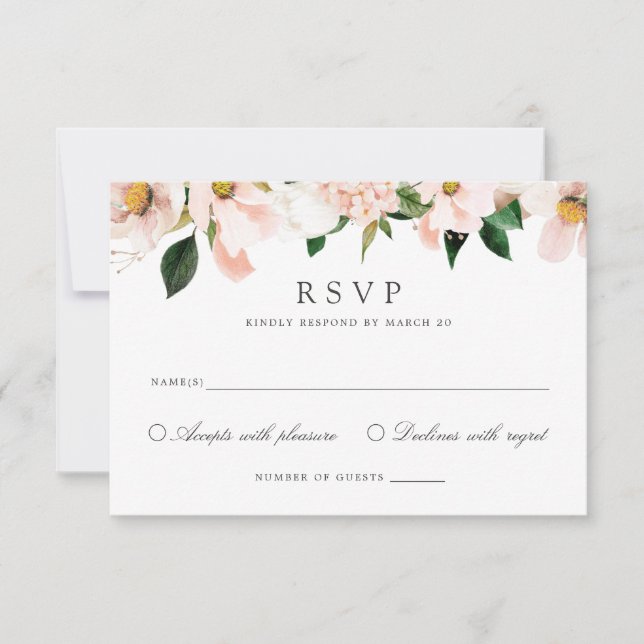 Convite Placa RSVP Elegante Floral Magnolia Hydrangea Hydr (Frente)