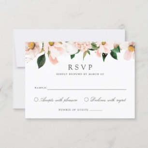 Convite Placa RSVP Elegante Floral Magnolia Hydrangea Hydr