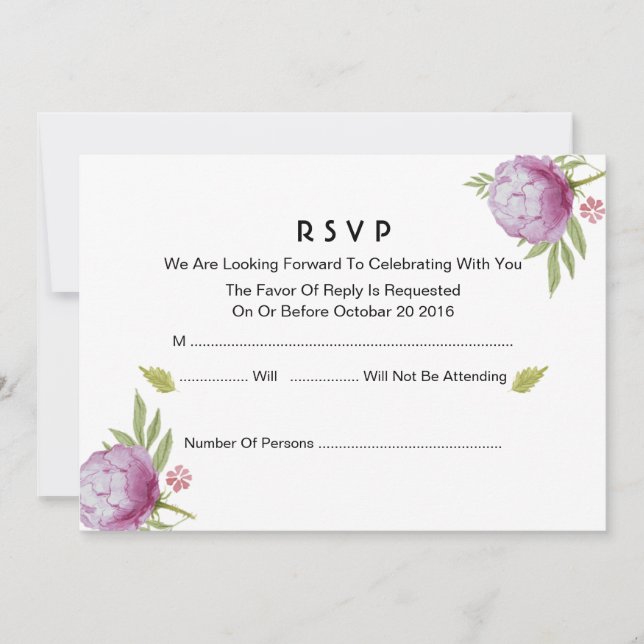Convite Placa RSVP Floral (Frente)