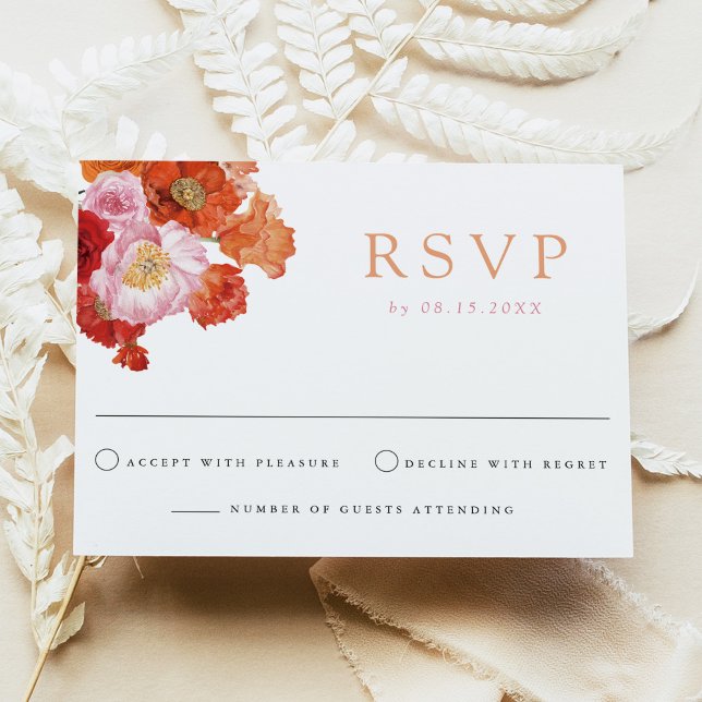 Convite Placa RSVP Floral MX Bold Fuchsia & Orange (Criador carregado)