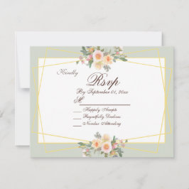 Convite Placa RSVP Floral Verde Romântica de Sage Botânica