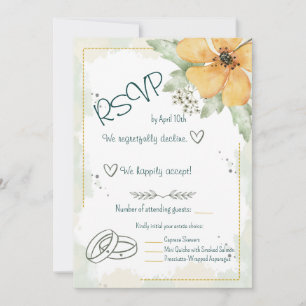 Convite Placa RSVP Florestal de Cor d'Água de Cor Laranja