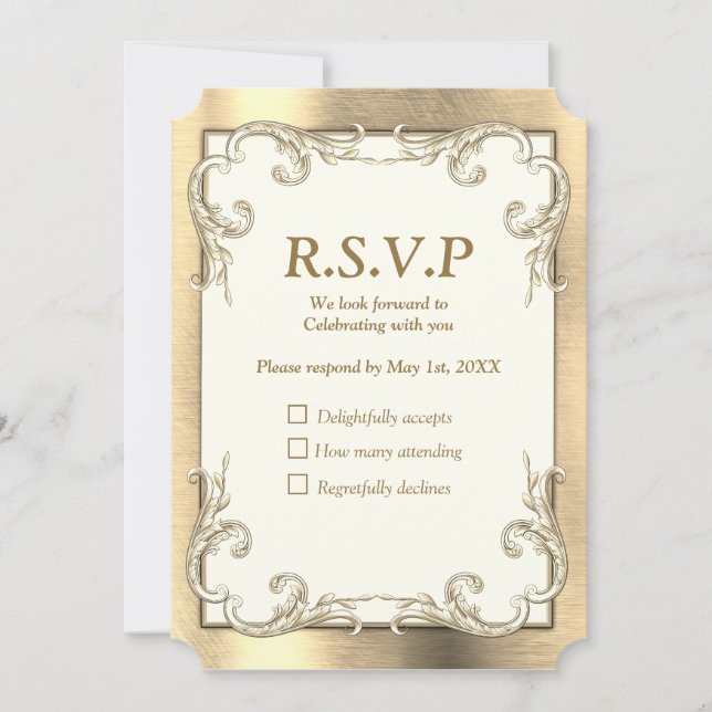 Convite Placa RSVP Foil-Dourado-Silver-Brass (Frente)