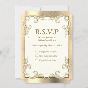 Convite Placa RSVP Foil-Dourado-Silver-Brass