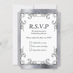 Convite Placa RSVP Foil-Dourado-Silver-Brass