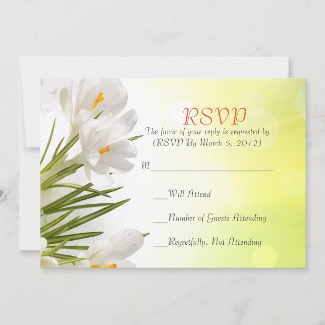 Convite Placa RSVP Iris White Sunny Primavera White (Frente)