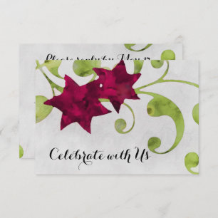 Convite Placa RSVP Marca Watercolor Star Design Vermelho