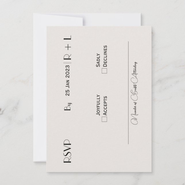 Convite Placa RSVP Minimalista (Verso)