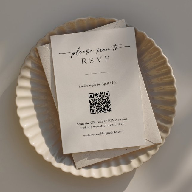 Convite Placa RSVP moderna com código QR e foto própria (Criador carregado)