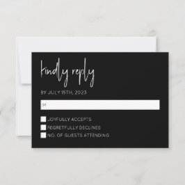 Convite Placa RSVP Moderna Preta e Branca